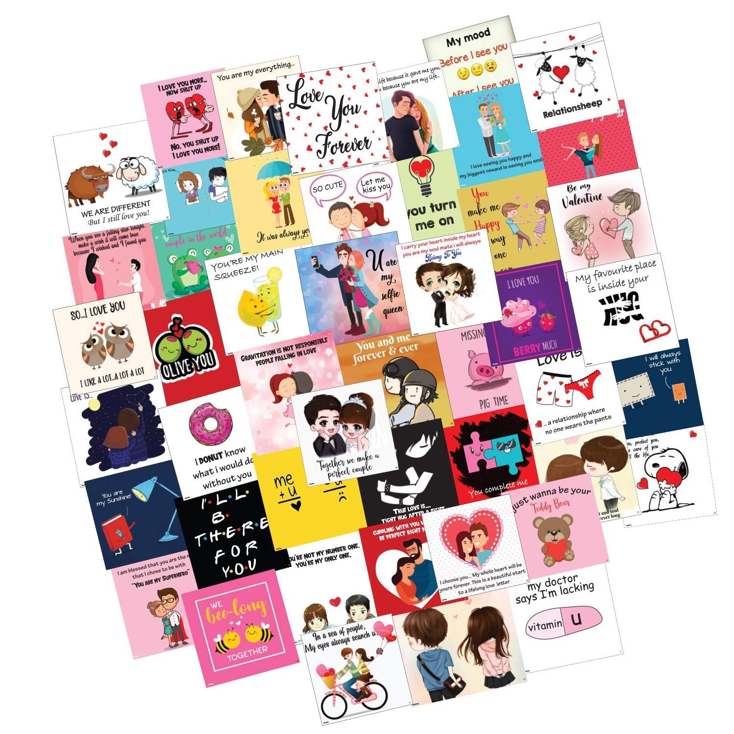 Festiko 48 Pieces Romantic Love Notes Greeting Cards for Valentine’s Day, Express Love, Marriage Proposal, Wedding, Engagement, LoveStory Romantic Cards