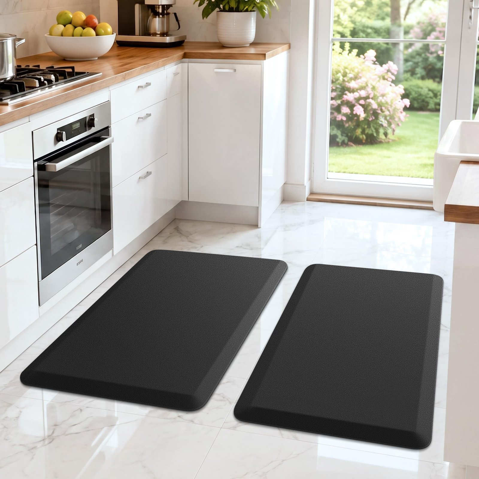 HappyTrends 2 PCS Kitchen Mat Cushioned Anti-Fatigue Floor Mat
