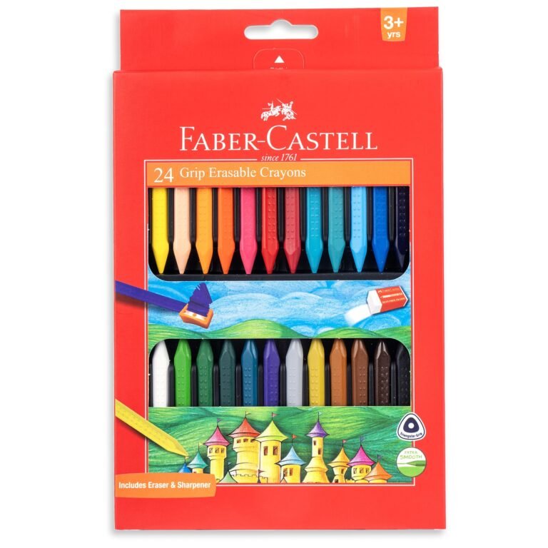 Faber-Castell Grip Erasable Crayon Set – Pack of 24 (Assorted)