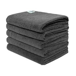 SOFTSPUN Microfiber Cloth – 5 pcs – 40×60 cms – 340 GSM Grey – Thick Lint & Streak-Free Multipurpose Cloths – Automotive Microfibre Towels for Car Bike Cleaning Polishing Washing & Detailing