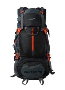 F Gear Hunter Black Grey Diamond 75L Rucksack with Shoe Compartment & Raincover | 1 Compartment & 2 Pockets | Water-Resistant Durable | Fits Upto 17 Inch Laptop | Ideal for Trekking, Hiking & Camping