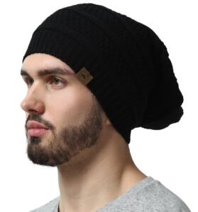 Slouchy Cable Knit Beanie by Tough Headwear – Chunky, Long & Oversized Beanie Hats for Men & Women – Year Round Comfort – Serious Beanies for Serious Style