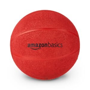Amazon Basics Rubber Medicine Ball | 3 Kg | for Strength Training, Core Workouts, Endurance Training | Non-Slip Surface | Red