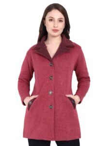 Matelco Womens Woollen Collared Coat Cardigan