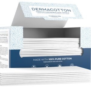 80 Disposable Cotton Towels – Hypoallergenic for Face Wash and Makeup Removal, 100% Biodegradable, Super Soft Face Wipes, Sensitive Skin, Facial Cloths