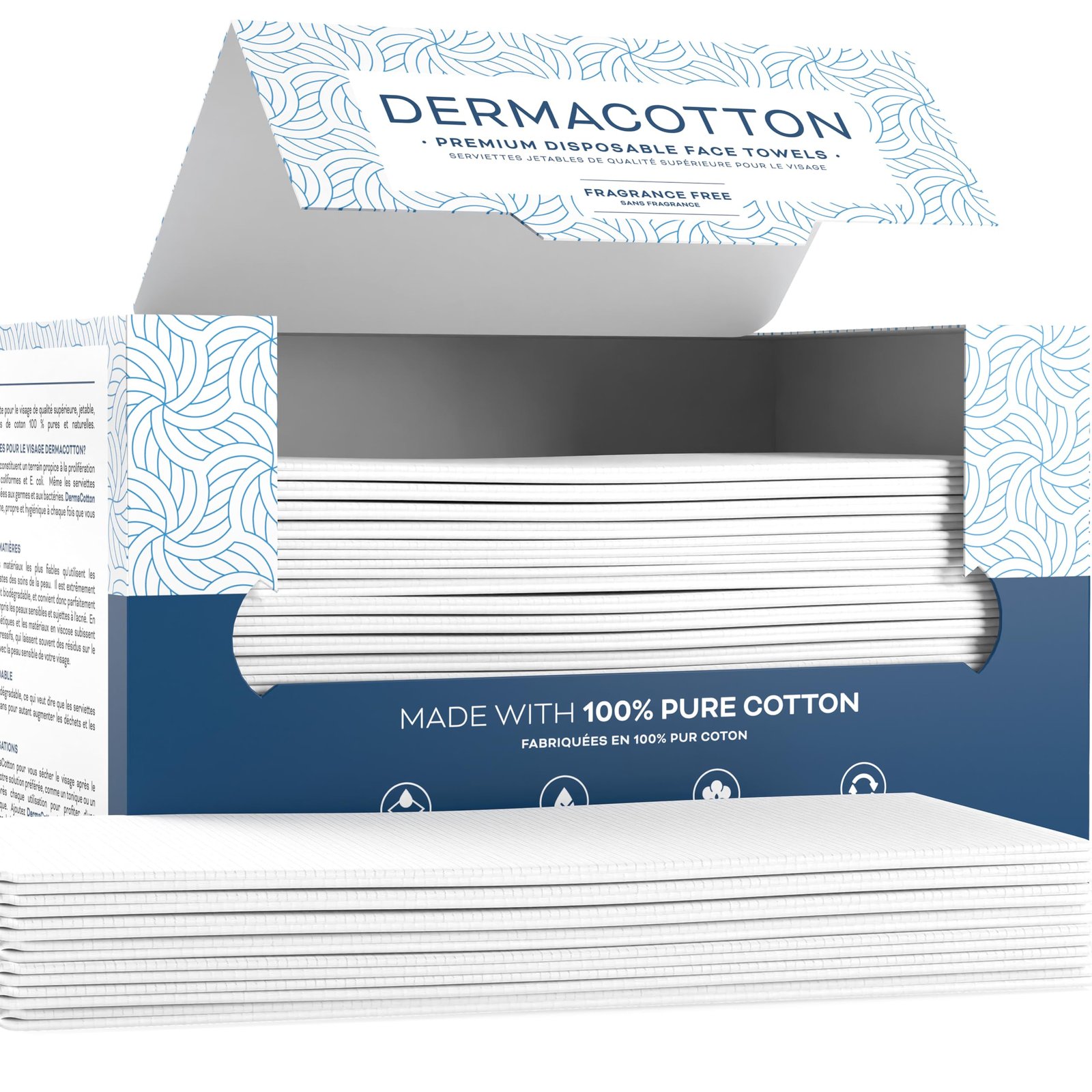 80 Disposable Cotton Towels – Hypoallergenic for Face Wash and Makeup Removal, 100% Biodegradable, Super Soft Face Wipes, Sensitive Skin, Facial Cloths