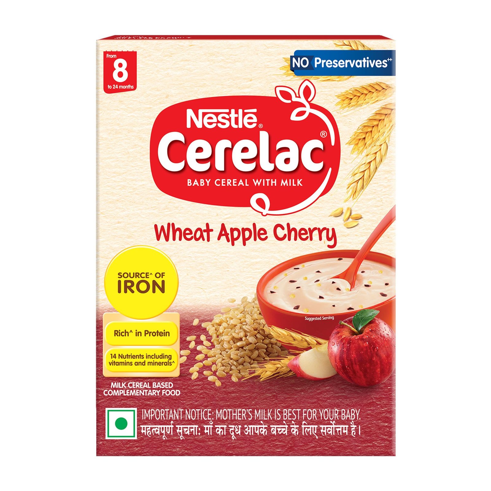 Nestlé CERELAC Baby Cereal, Wheat Apple Cherry, STG2, 360g