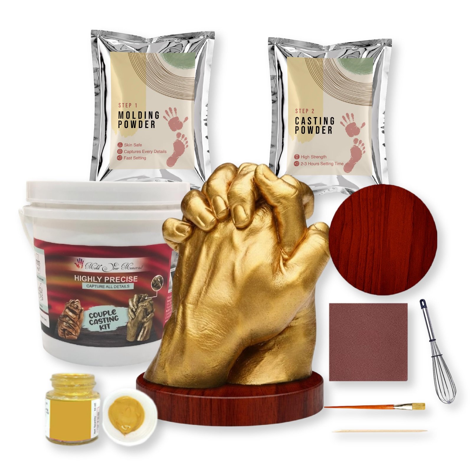 Mold Your Memories hand casting kit, anniversary gift, couple casting kit with molding and casting powder Gift for husband and wife,wedding gift (Couple casting).