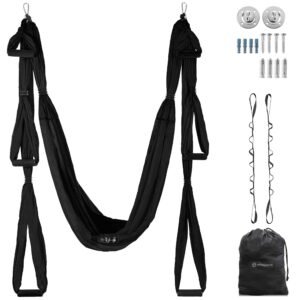 UpCircleSeven Aerial Yoga Swing Set – Hammock/Sling Kit With Extension Straps & eBook – Antigravity Ceiling Hanging Sling – Inversion Swing for Beginners & Kids