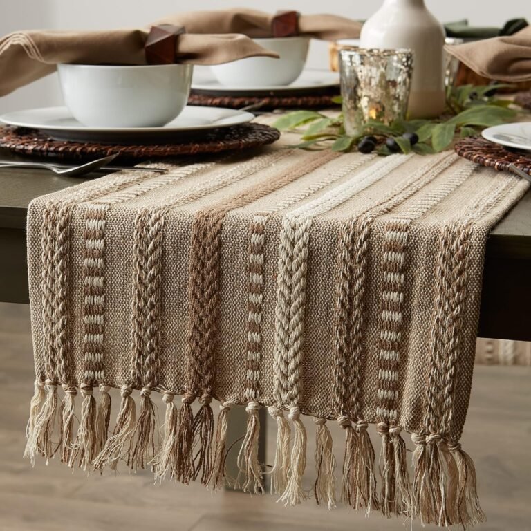 THE HOME TALK Premium Cotton 4-6 Seater Table Runner-14×72 Inches -Beige |Elegant Dining|Handcrafted Quality|Stylish Console Décor for Dining Table, Parties, Events|Decorative Tablemats
