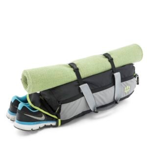 Harissons Trinity 28L Water Resistant Sports Duffel Gym Bag for Men & Women with Shoe Compartment & Yoga Mat Holder (Black & Green)