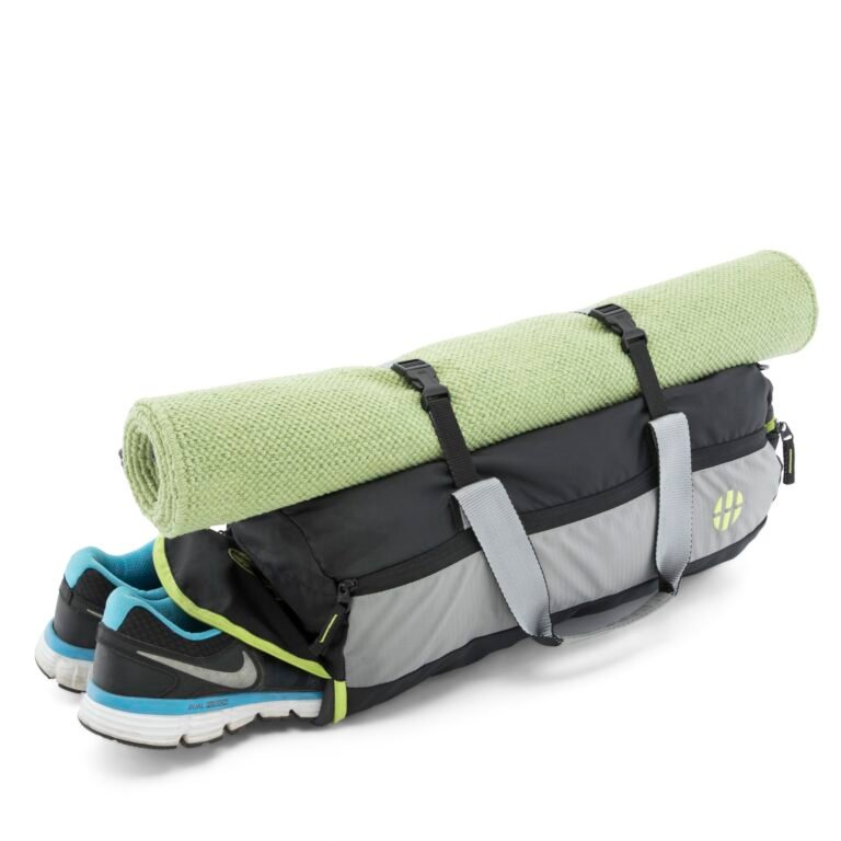 Harissons Trinity 28L Water Resistant Sports Duffel Gym Bag for Men & Women with Shoe Compartment & Yoga Mat Holder (Black & Green)