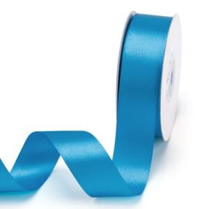 Filan Double Face Satin Ribbon 1 Inch x 25 Yards Sided Solid Polyester Ribbon for Gift Wrapping Party Hair Braids Bow Baby Shower Decoration Floral Arrangement Craft Supplies, Vivid Blue
