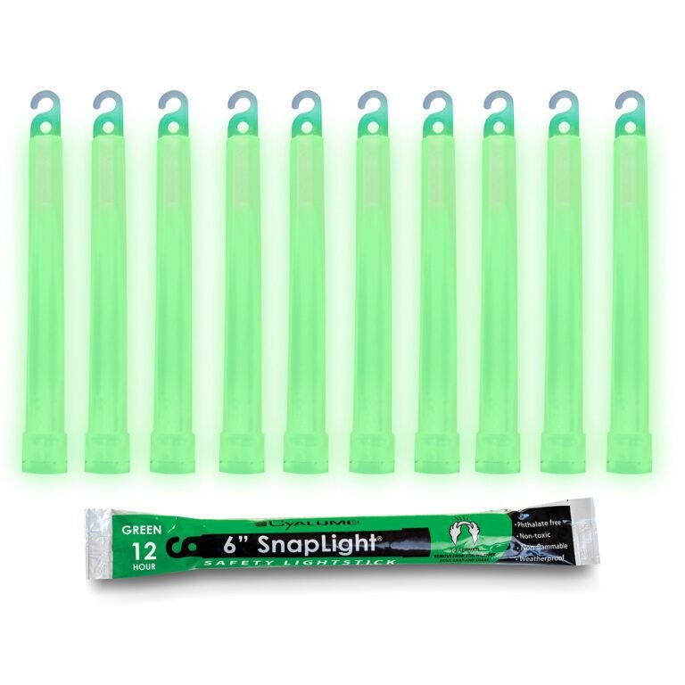 Cyalume Snaplight Premium Light Sticks, Green, 6″ Long, 12+ Hour Duration, Case Of 10