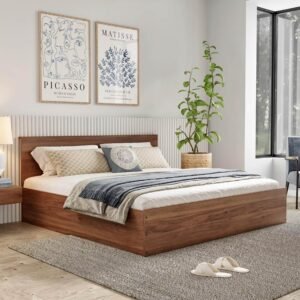 Wakefit Bed | 1 Yr Warranty | King Size Bed, Comes with Storage Box, Noise-Free, Density: 680–750 kg/m³, Termite & Borer Resistant, Fits Mattresses Up to 8 Inches (Taurus 78 x 72 – Columbian Walnut)