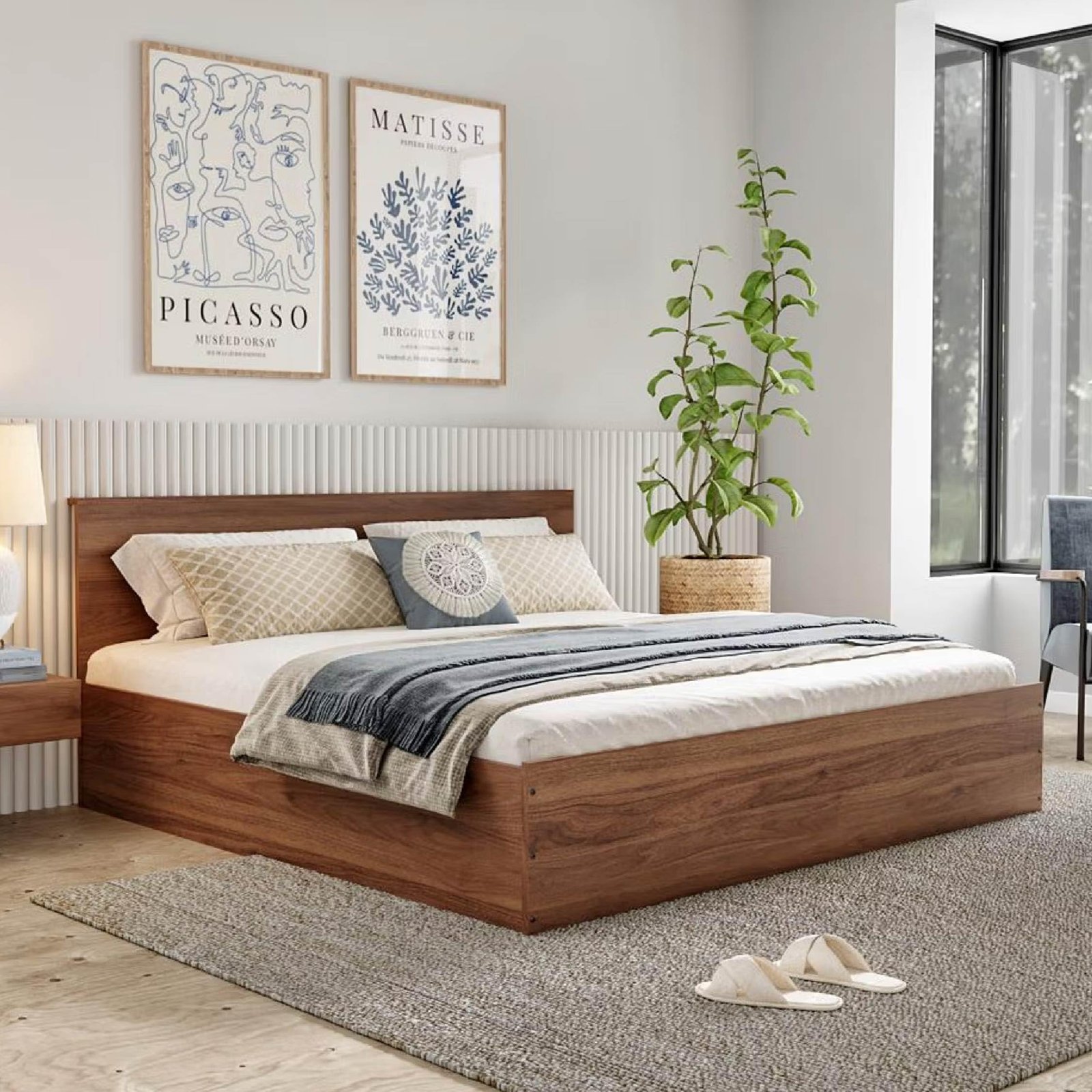 Wakefit Bed | 1 Yr Warranty | King Size Bed, Comes with Storage Box, Noise-Free, Density: 680–750 kg/m³, Termite & Borer Resistant, Fits Mattresses Up to 8 Inches (Taurus 78 x 72 – Columbian Walnut)