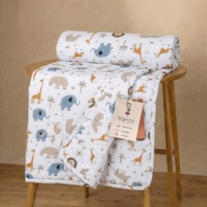 Trance Home Linen 100% Cotton | New Born Baby Blanket | Baby Dohar Swaddler Comforter | Warm Baby Essential (1 Year to 3 Year 100×140 Centimeters | Orange Giraffe)