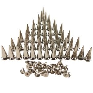 CSPRING 50PCS Silvery Cone Spikes Metallic Screw Back Studs DIY Craft Cool Rivets Punk 10 X 25mm by CSPRING