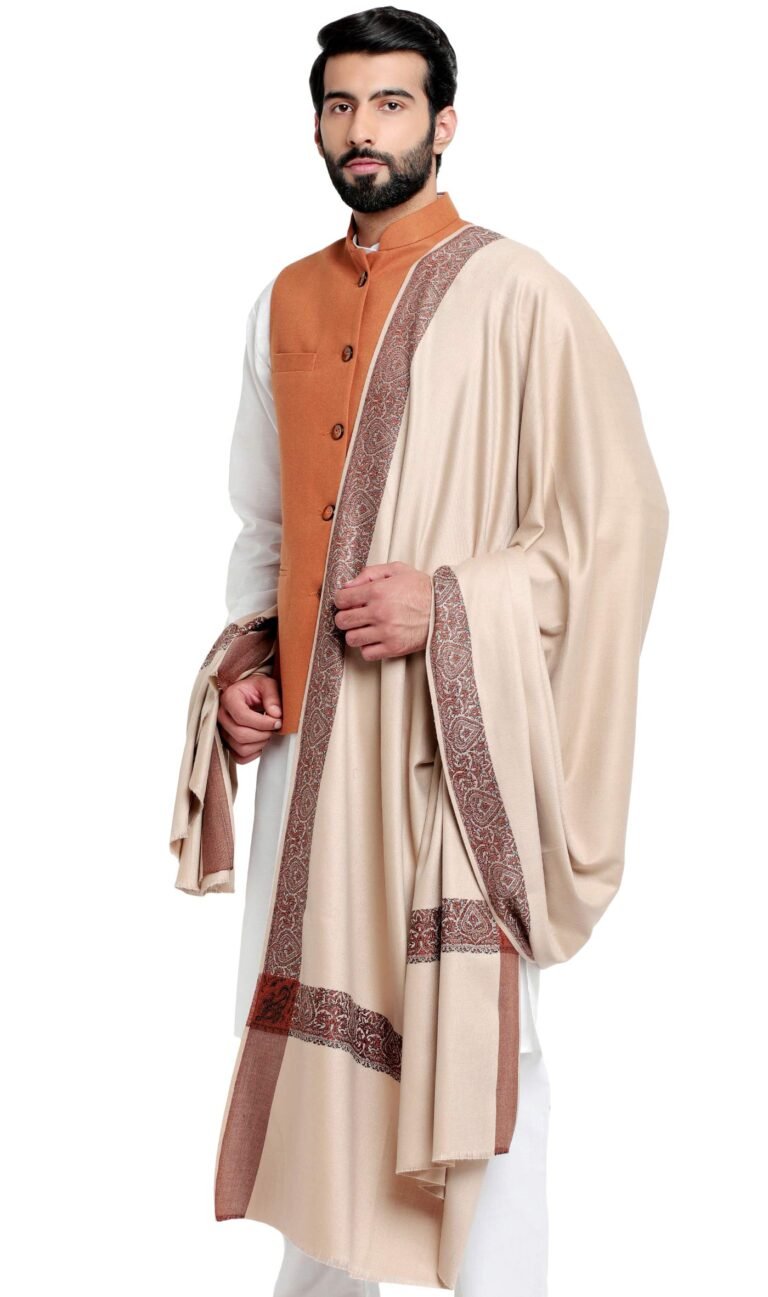 Weavers Villa Men’s Woven Border Woollen Lohi/Shawl [50″ X 100″]