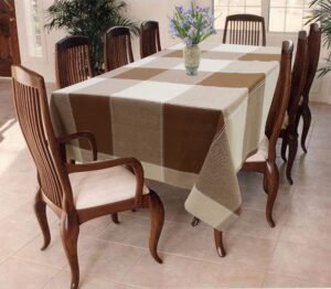AIRWILL 100% Cotton Square Table Cover for Dining Table | Premium Washable Table Cloth | Soft Durable Fabric for Home Kitchen Restaurant & Coffee Table (Brown, 8 Seater)