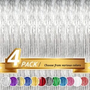 Propsicle Silver Foil Fringe Curtains Disco Theme Birthday Decoration