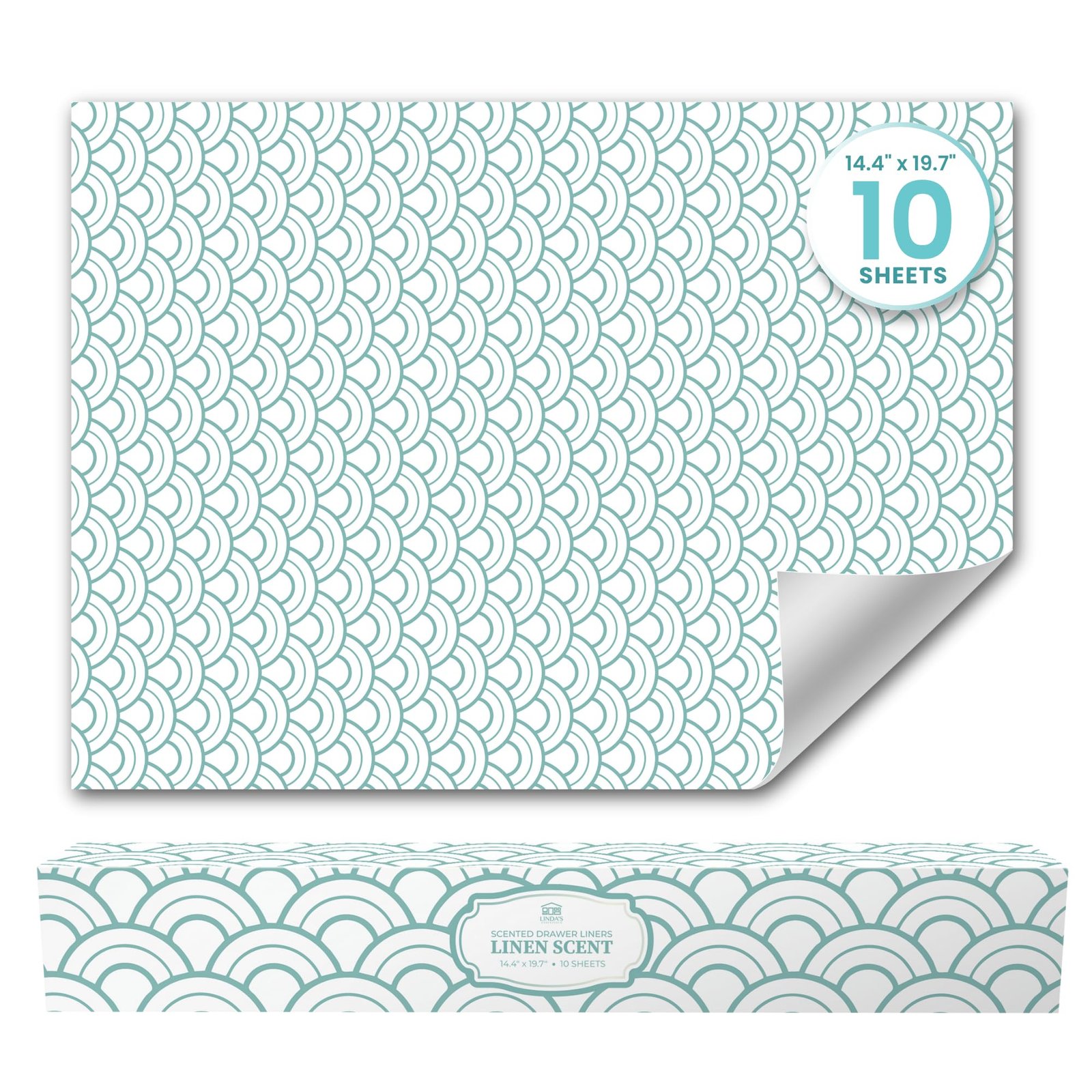 Fresh Linen Scented Drawer Liners for Dresser Drawers (10 Large Sheets, 19.7″ x 14.4″) – Non Adhesive Drawer Paper Liner for Bedroom Dresser & Closet Shelves by Linda’s Essentials