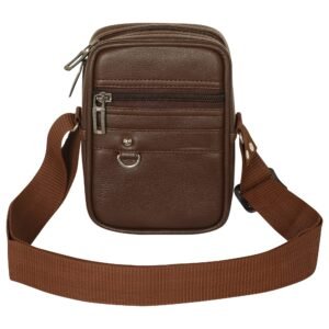 Pramadda Pure Luxury Gloss Leather Small Sling Bag for Men | Chest Slinger bag | Crossbody Bag| Side Bag Men | Mini Leather Slings | Corporate Gift Item | Passport Sling.