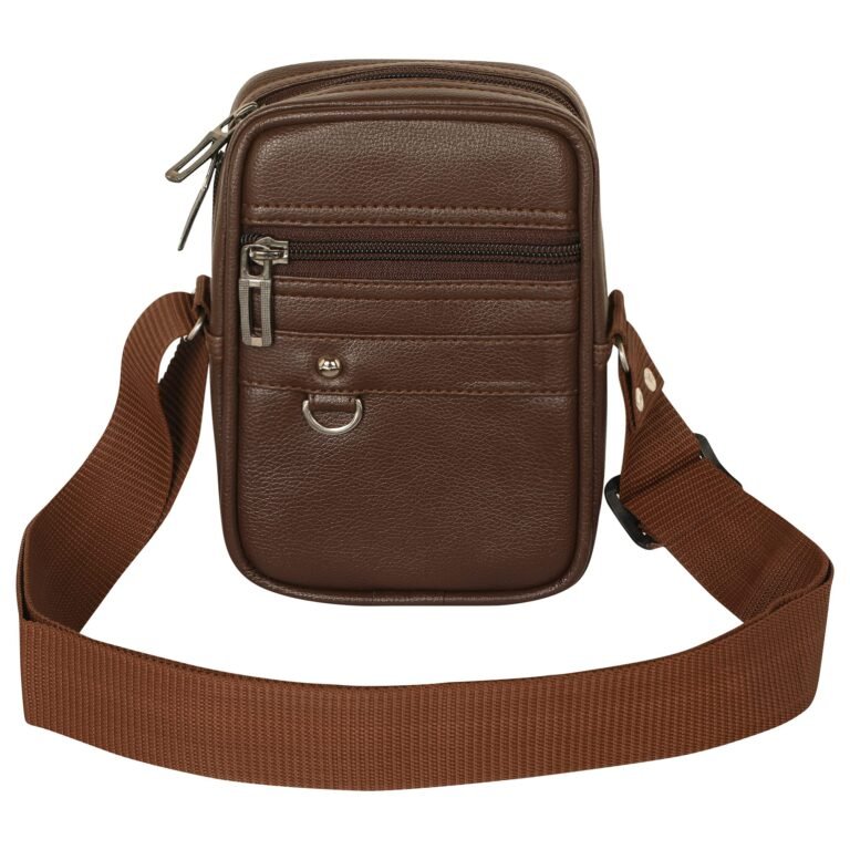 Pramadda Pure Luxury Gloss Leather Small Sling Bag for Men | Chest Slinger bag | Crossbody Bag| Side Bag Men | Mini Leather Slings | Corporate Gift Item | Passport Sling.