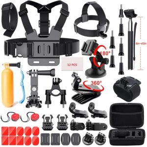 ADOFYS Action Camera Accessories Kit 49-in-1 | Universal Bundle for GoPro Hero 13/12/11/10/9/8/7/6/5, SJCAM, Insta 360, DJI & Xiaomi Yi | Mounts, Straps, Case & Camera Accessories for Photography