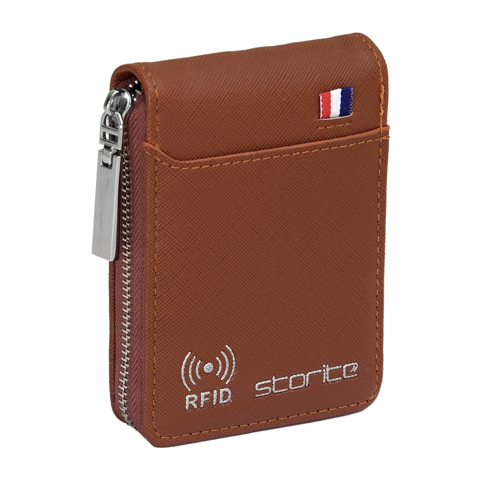 Storite RFID PU Leather Card Holder Wallet, Light Brown, 11.5×1.75x8cm