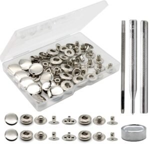 15mm Metal Snap Button Fasteners Kit with Tools (Silver)
