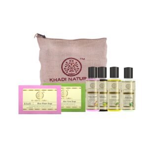 Khadi Natural Herbal Travel Kit | Personal Care Travel Set with Shampoo, Conditioner, Body Wash, Soap & Moisturiser | Convenient Travel Friendly Kit | Suitable for Men & Women | All Skin & Hair T