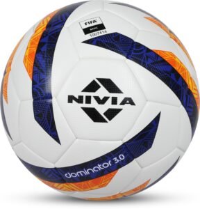 Nivia Dominator 3.0 Football, Match Ball, 32 Panels, Durable & Soft PU Leather, Butyl Fabric Wounded Bladder, FIFA Basic, to Play on Both Natural and Artificial Grass (Size – 5, Multicolor)