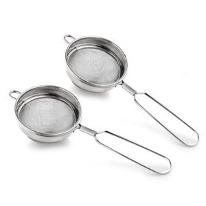 Ganesh Rio Tea Strainer/Chai Chhalni/Coffee Strainer/Tea Filter/Juice and Oil Filter with Wire Handle and Stainless Steel – Set of 2