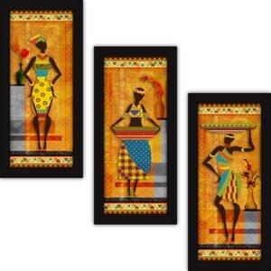 Fatmug Abstract Paintings for Home Living Room Bedroom and Office – Framed Modern Art with Glass – Set of 3-Multicolour