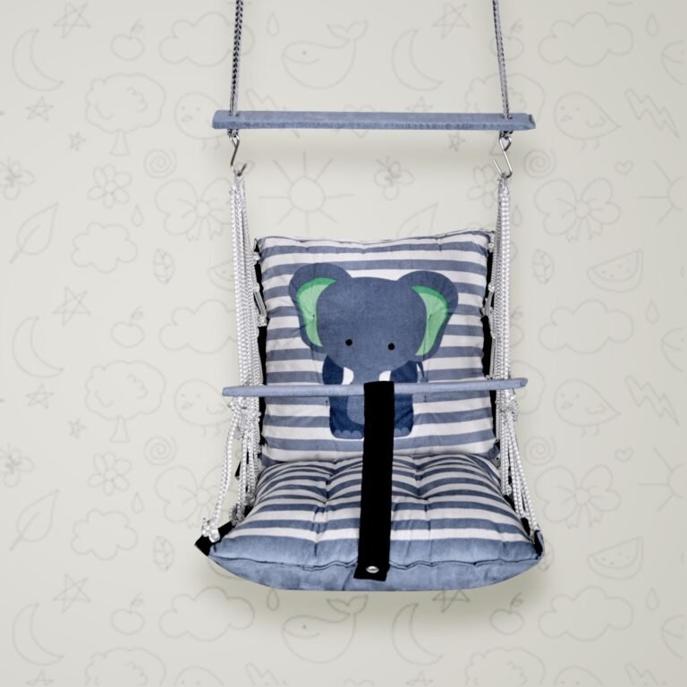 Cotton Swing Chair for Kids Baby’s Children Folding and Washable1-6 Years with Safety Belt/Home,Garden Jhula for Babies|Swing for Kids | Seat and Back Side 16×16 inch