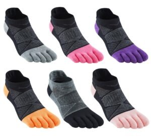 Women Toe Socks 5 Finger Cotton Wicking Athletic Crew Low Cut Ankle 6/8/10 Pack