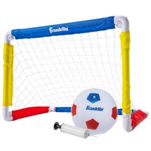 Franklin Sports Kids Soccer Goal with Ball and Pump – 24 x 16 x 16 inch Folding Goal