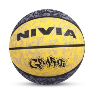 Nivia Graffiti Rubber Basketball – Size: 7 (Yellow)