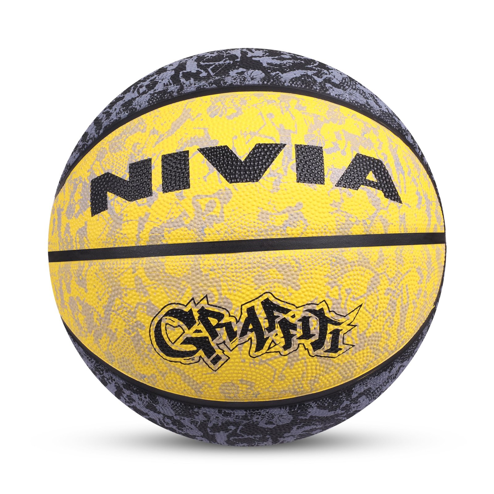 Nivia Graffiti Rubber Basketball – Size: 7 (Yellow)