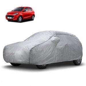 Amazon Basics Car Body Cover for Maruti Suzuki Alto K10 (2020–2026), 100% Waterproof, Dustproof, UV Protection, Scratch Resistant, Custom Fit with Mirror Pockets, Triple Stitched, Silver