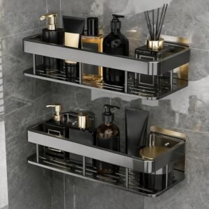 Fulminare Self Adhesive Bathroom Shelf for Wall Shelf Organizer Wall Mounted Bathroom Shelves Rack Holder Stand for Bathroom Accessories Organiser Without Dril (Pawn)