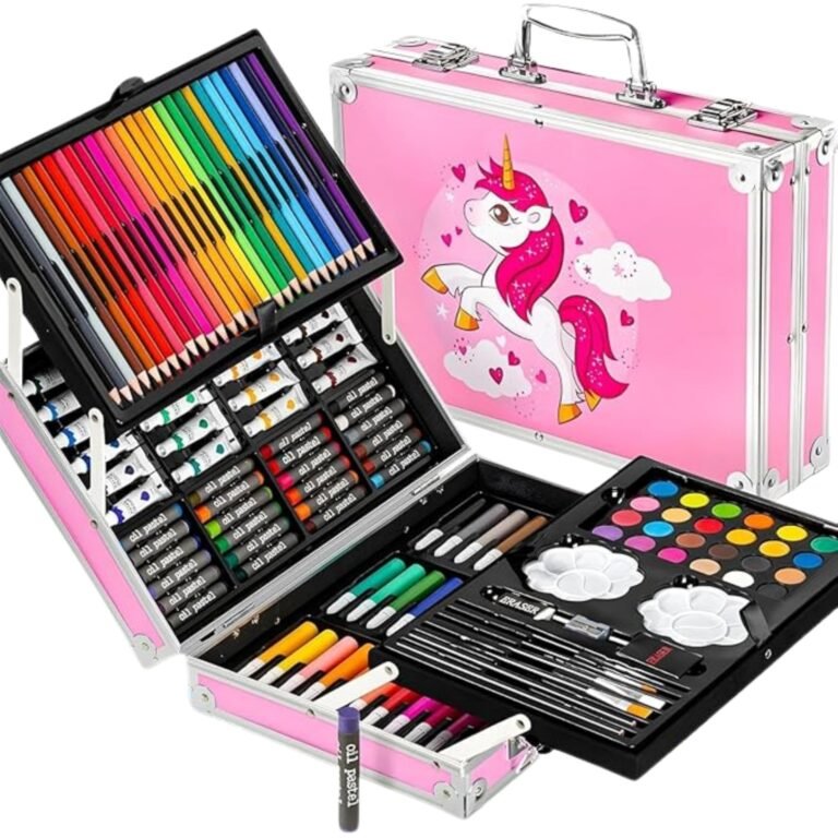 Kitchen Bloom Art Set for Kids, 145 Pieces Drawing Kit with Colour Pencils, Oil Pastels, Paint Brushes, Unicorn Theme Art Set
