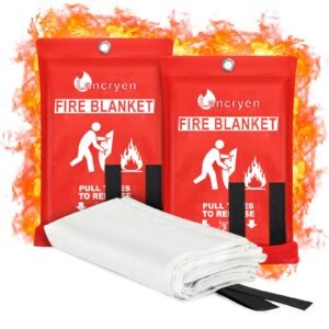 2024 Emergency Fire Blanket, 2 Pack Extinguisher, Flame Retardant Suppression Blanket for Home, Kitchen, School, Grill, Car, Office, Warehouse (40″ x 40″)
