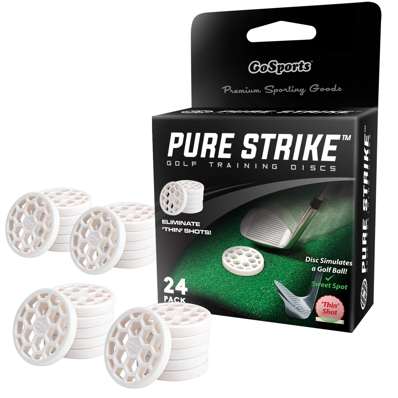 GoSports Golf Pure Strike Golf Training Discs 24 Pack – Eliminate Thin Shots, White