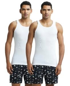 Jockey 8823 Men Super Combed Cotton Rib Round Neck Sleeveless Vest with StayFresh Properties_(Pack of 2) Regular Fit