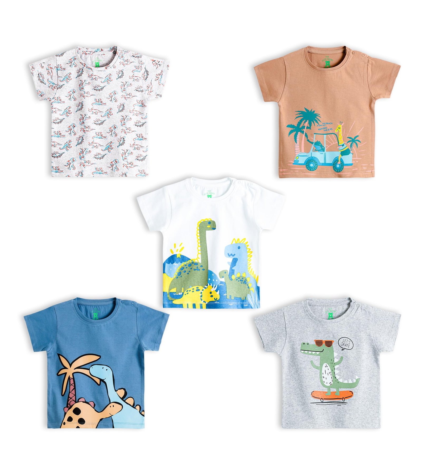 YUV Infant Baby Boys & Girls 100% Cotton Printed Multicolor Half Sleeve T Shirts – 0 to 24 Months Babies, Pack of 5