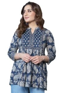 Arayna Women’s Pure Cotton Paisley Printed Tunic Top – Comfortable Everyday Wear