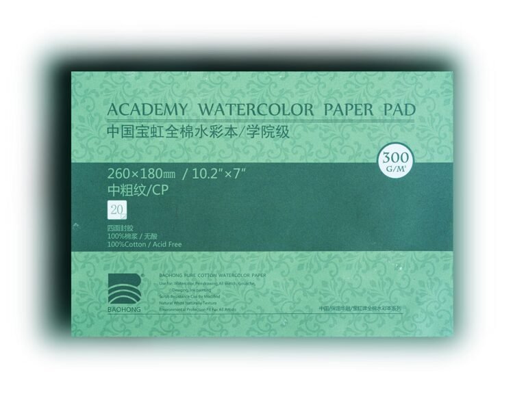 BAOHONG Academy Grade Watercolor Block, 100% Cotton, Acid-Free, 140LB/300GSM, Cold Press Textured, 20 Sheets per Block (Cold Press 7″ X10.2“)
