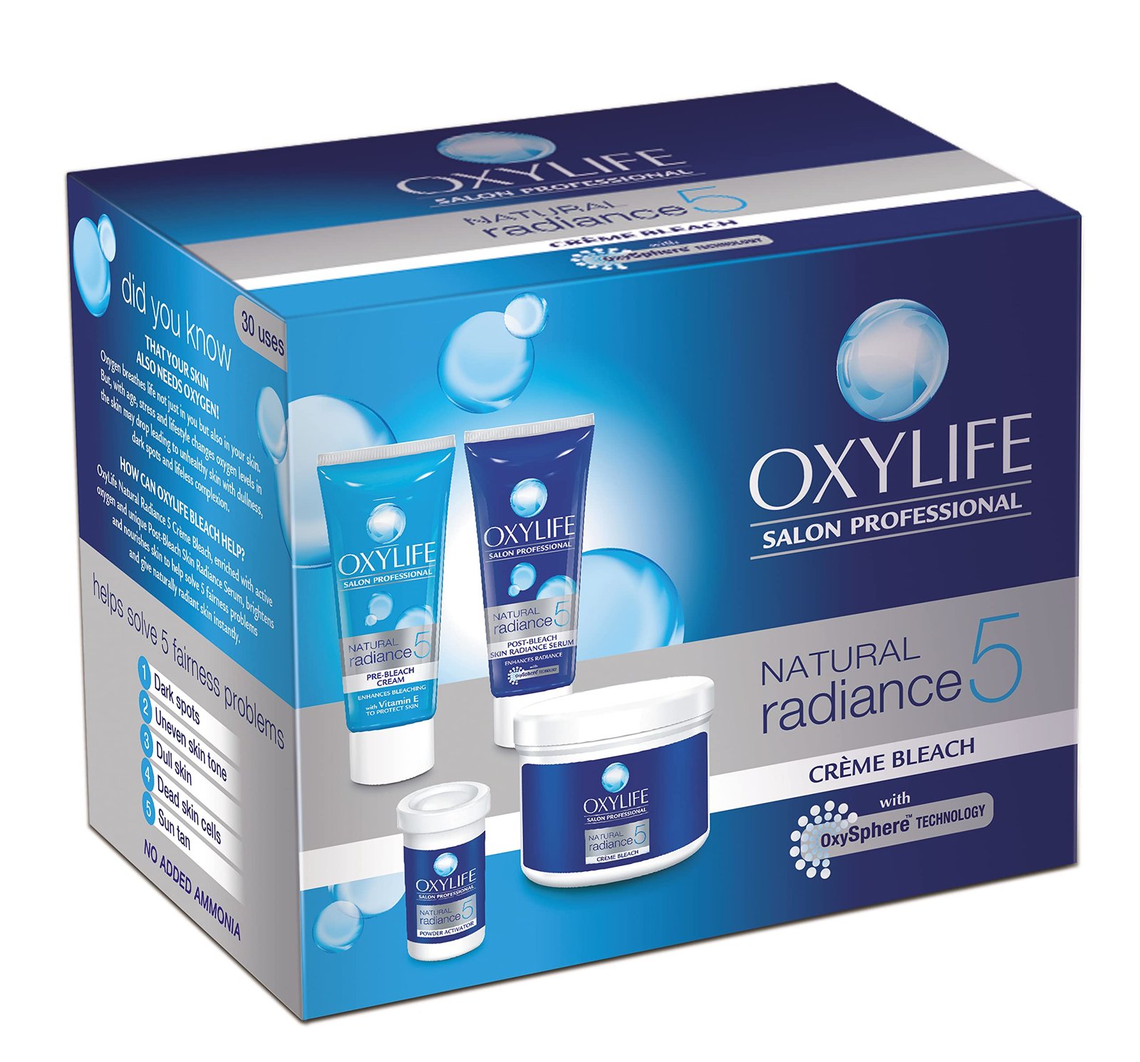 Oxylife Natural Radiance 5 Creme Bleach With Active Oxygen, 126 g